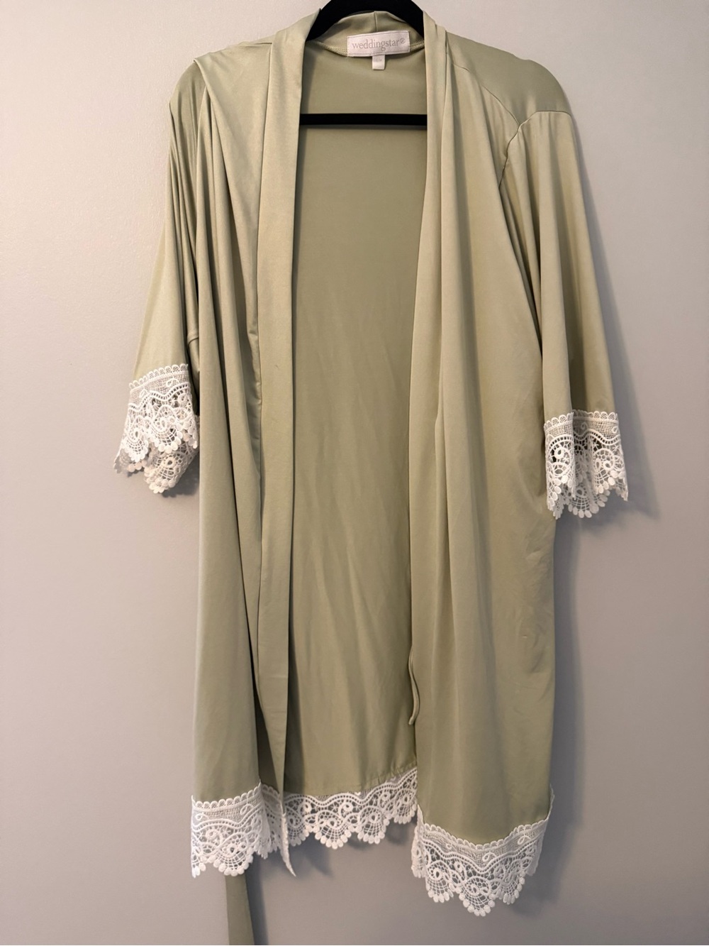 Weddingstar Sage Green Lace-Trim Robe